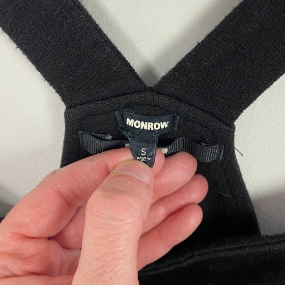 Monrow Maternity Tank Top Black Stretch Jersey Size Small Tie Front Adjustable S - Picture 5 of 9